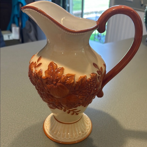 Other - Elegant Cream and Burnt Orange Ceramic Pitcher